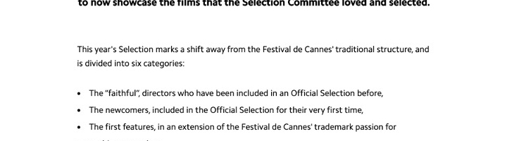 Further Insight Into The 2020 Official Selection
