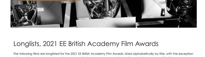 Longlists, 2021 EE British Academy Film Awards