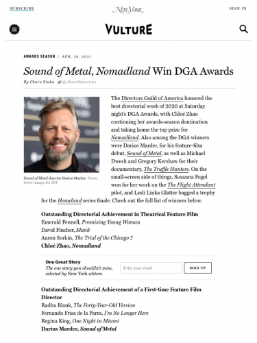 Sound of Metal, Nomadland Win DGA Awards