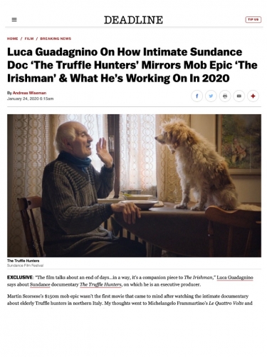 Luca Guadagnino On How Intimate Sundance Doc ‘The Truffle Hunters’ Mirrors Mob Epic ‘The Irishman’ & What He’s Working On In 2020