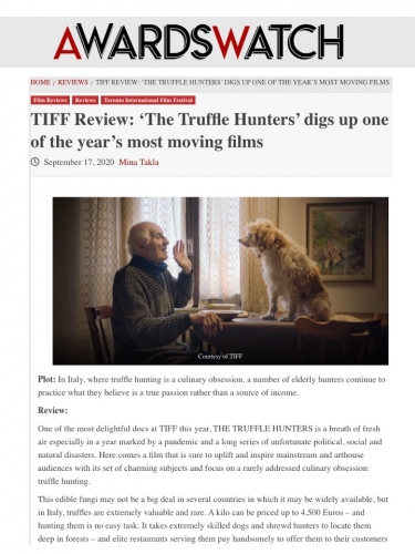 TIFF Review: ‘The Truffle Hunters’ digs up one of the year’s most moving films
