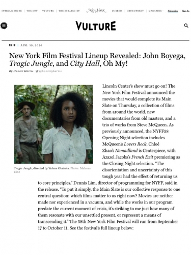 New York Film Festival Lineup Revealed: John Boyega, Tragic Jungle, and City Hall, Oh My!