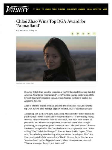 Chloé Zhao Wins Top DGA Award for ‘Nomadland’