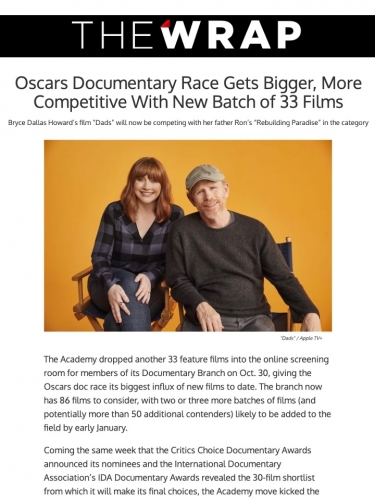 Oscars Documentary Race Gets Bigger, More Competitive With New Batch of 33 Films