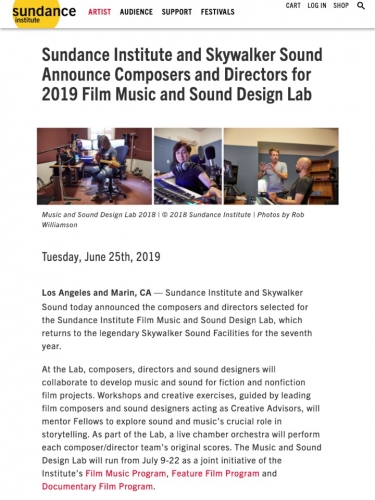 2019 Film Music and Sound Design Lab