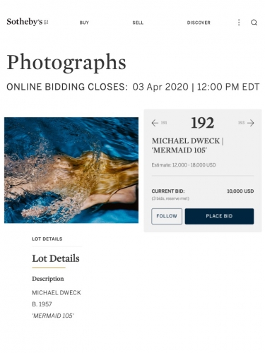 Michael Dweck "Mermaid 105" in Sotheby's Photographs April 2020 Auction