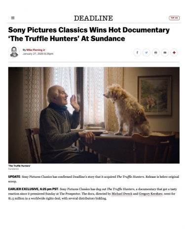 Sony Pictures Classics Wins Hot Documentary ‘The Truffle Hunters’ At Sundance