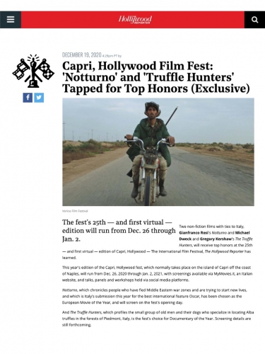 Capri, Hollywood Film Fest: 'Notturno' and 'Truffle Hunters' Tapped for Top Honors